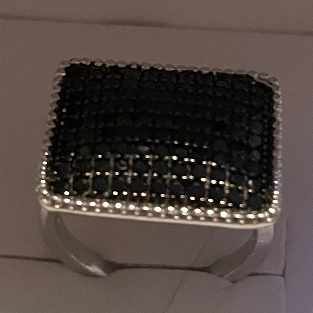 Silver And Black Spaniel Rectangular Ring - image 3